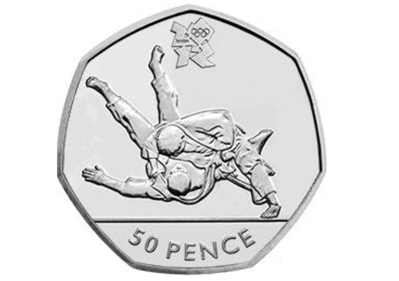 50-pensówka dla uczczenia olimpiady lekkoatletycznej w Londynie